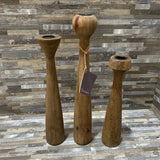 Bloomhome 3pc Set Tulip Candle Holders Barnwood ACCESSORIES 2.5d15h Tallest