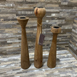 Bloomhome 3pc Set Tulip Candle Holders Barnwood ACCESSORIES 2.5d15h Tallest