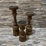 Bloomhome 3pc Set Laurel Candle Stand Weathered ACCESSORIES 3.5d15h Tallest