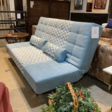 Chevron Patterned Fabric Futon FURNITURE Blue/White 74w52d38h
