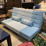 Chevron Patterned Fabric Futon FURNITURE Blue/White 74w52d38h