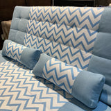 Chevron Patterned Fabric Futon FURNITURE Blue/White 74w52d38h