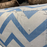 Chevron Patterned Fabric Futon FURNITURE Blue/White 74w52d38h