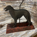 Vintage Russian Borzoi Wolfhound Bronze Figural Base TABLE LAMP 16Wx10Dx24H