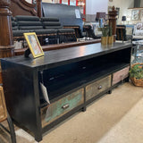 Black Reclaimed Mosaic 3 Drawer Media Unit MEDIA CONSOLE 69w18d23.5h