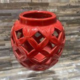 Asian Style Pierced Ceramic Candle Lantern ACCESSORIES 7Wx8H
