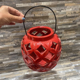 Asian Style Pierced Ceramic Candle Lantern ACCESSORIES 7Wx8H