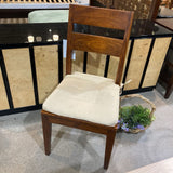 Crate & Barrel Basque Honey Wood Side Chair w/ Natural Cushion DINING CHAIRS 19w22d39.5h