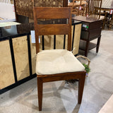 Crate & Barrel Basque Honey Wood Side Chair w/ Natural Cushion DINING CHAIRS 19w22d39.5h