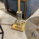 Sote Brass Finish w/ Rectangular Glass Base Accent FLOOR LAMP 16Wx68H