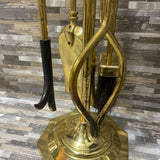 Polished Brass Fireplace Tool Set & Stand ACCESSORIES 7.5Wx30.5H