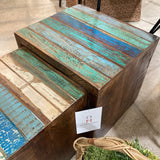 Villa2 3pc Acta Wooden Nesting Stools FURNITURE 19.5Wx16.5Dx17.5H largest