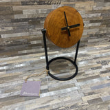 Bloomhome Amelia Brown Wood Round Clock On Stand ACCESSORIES 6Wx5.5Dx10H