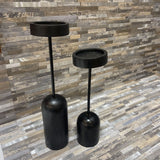 2pc Black Soho Wooden Iron Candle Pillars ACCESSORIES 3.5Wx15H