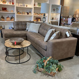 Tufted L Shape Sleeper Sectional SECTIONAL Brown 120w72d29h