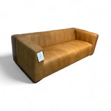 Canale Ribbed Leather SOFA Cognac Tan 85.5Wx37.5Dx27.5H