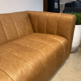 Canale Ribbed Leather SOFA Cognac Tan 85.5Wx37.5Dx27.5H