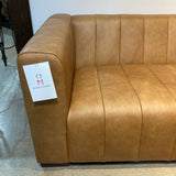 Canale Ribbed Leather SOFA Cognac Tan 85.5Wx37.5Dx27.5H