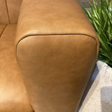 Canale Ribbed Leather SOFA Cognac Tan 85.5Wx37.5Dx27.5H