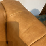 Canale Ribbed Leather SOFA Cognac Tan 85.5Wx37.5Dx27.5H