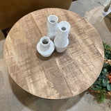 Villa2 Industrial Round Wood & Metal COFFEE/COCKTAIL TABLE Black/Weather Barn 35d9h