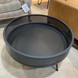 Villa2 Industrial Round Wood & Metal COFFEE/COCKTAIL TABLE Black/Weather Barn 35d9h