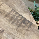 Villa2 Industrial Round Wood & Metal COFFEE/COCKTAIL TABLE Black/Weather Barn 35d9h