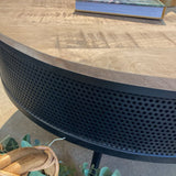 Villa2 Industrial Round Wood & Metal COFFEE/COCKTAIL TABLE Black/Weather Barn 35d9h