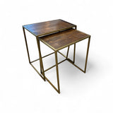 Villa2 Iron Wooden Nesting Table Set Of 2 END/SIDE TABLE 22w12d22h