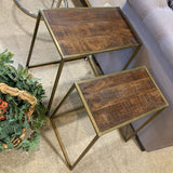 Villa2 Iron Wooden Nesting Table Set Of 2 END/SIDE TABLE 22w12d22h