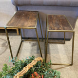 Villa2 Iron Wooden Nesting Table Set Of 2 END/SIDE TABLE 22w12d22h