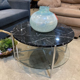 Faux Marble Top w/ Glass Shelf COFFEE/COCKTAIL TABLE 30d17h