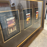 Ornate Framed Vintage Abstract Triptych ART WORK 53x32