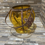 Metal & Glass Pumpkin Lantern HOLIDAY ITEMS 7d8h