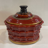 Uttermost Ceramic Waffle Pattern Lidded Decorative Canister ACCESSORIES 10Wx7Dx9H