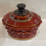 Uttermost Ceramic Waffle Pattern Lidded Decorative Canister ACCESSORIES 10Wx7Dx9H