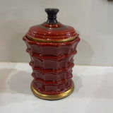 Uttermost Ceramic Waffle Pattern Lidded Decorative Canister ACCESSORIES 7Wx6Dx11H