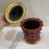 Uttermost Ceramic Waffle Pattern Lidded Decorative Canister ACCESSORIES 7Wx6Dx11H