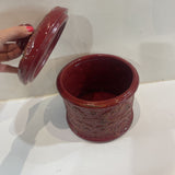 Decorative Ceramic Lidded Jar w/ Acanthus Leaf Design ACCESSORIES 7Wx8H