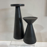 Crate & Barrel 2pc Set Bronze Finish Candle Pillars ACCESSORIES 3.5Wx9H