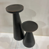 Crate & Barrel 2pc Set Bronze Finish Candle Pillars ACCESSORIES 3.5Wx9H