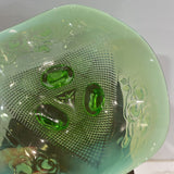 Antique Jefferson Glass Opalescent Wavy Glass Bowl ACCESSORIES Green 7.5Wx2.5H