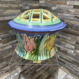 Studio Art Pottery Floral Vessel w/ Arrangement Top ACCESSORIES 9.5Wx7.5H