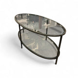 Pottery Barn Tanner Oval Glass Table COFFEE/COCKTAIL TABLE 46w22d18h