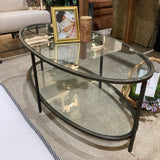 Pottery Barn Tanner Oval Glass Table COFFEE/COCKTAIL TABLE 46w22d18h