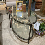 Pottery Barn Tanner Oval Glass Table COFFEE/COCKTAIL TABLE 46w22d18h