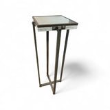 Rustic Industrial w/ Distressed Mirrored Top SIDE TABLE 13.5Wx35.5H