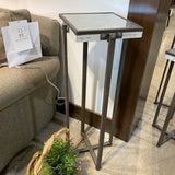 Rustic Industrial w/ Distressed Mirrored Top SIDE TABLE 13.5Wx35.5H