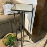 Rustic Industrial w/ Distressed Mirrored Top SIDE TABLE 13.5Wx35.5H