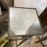 Rustic Industrial w/ Distressed Mirrored Top SIDE TABLE 13.5Wx35.5H